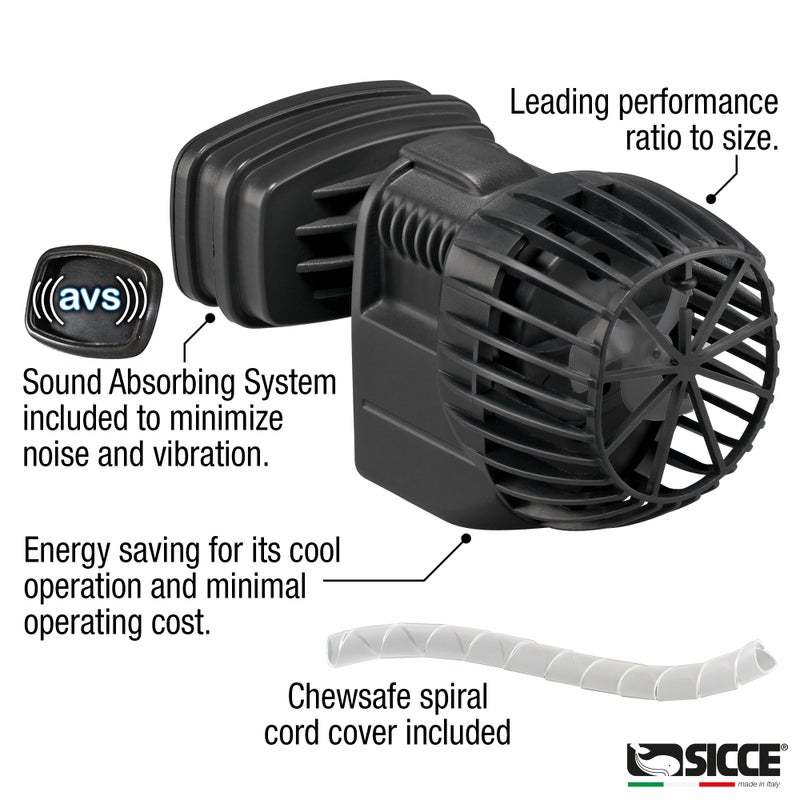 SICCE XSTREAM 5000 Wave Maker Flow Pump 1320 GPH | 360Â° Adjustable Quiet Submersible Magnetic Powerhead for Saltwater & Freshwater Tanks, Aquarium Water Circulation Pump up to 130 Gallons - Image 4